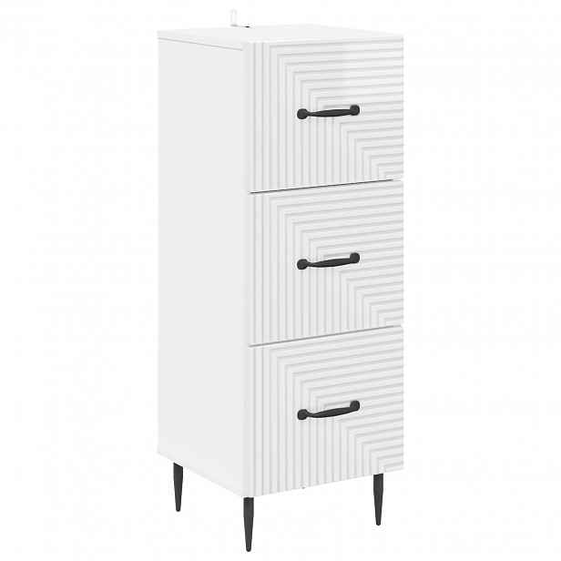 vidaXL Skříň se zásuvkami Bílá s vysokým leskem 33 x 34,5 x 89,5 cm