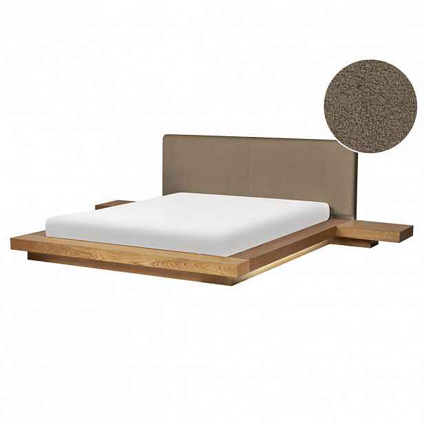 Beliani POSTEL s LED 160/200 cm MDF deska Světle hnědá Zen