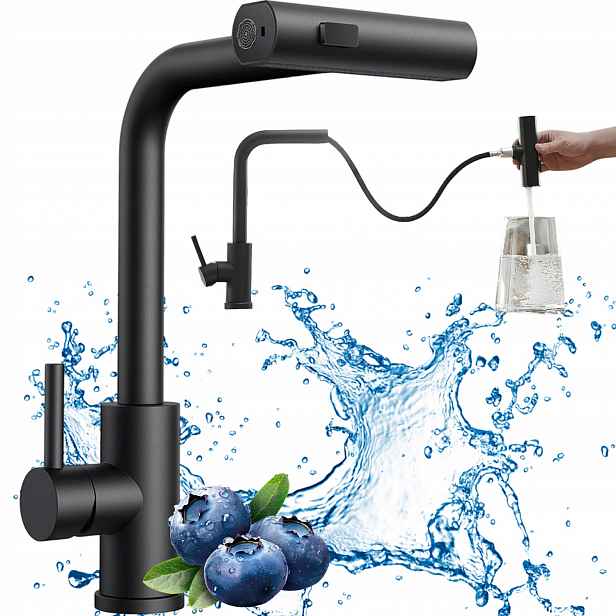 Kuchyňská Dřezová Stojánková Baterie S Kohoutkem S Vytahovací Sprškou, 3 Funkce