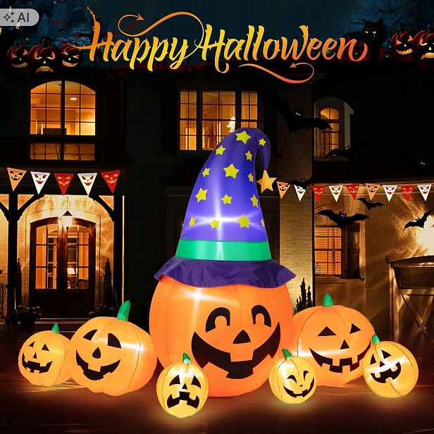 Nafukovací dýně na Halloween gigant 2,4 m zahradní svítící Led velká