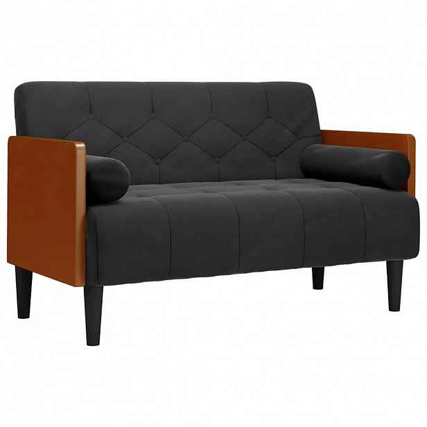 vidaXL Pohovka Loveseat s podhlavníkem, černá, 110 cm, samet