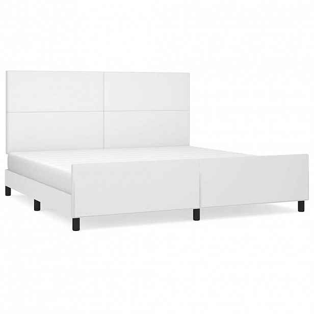 vidaXL Rám postele s čelem bílý 200x200 cm umělá kůže