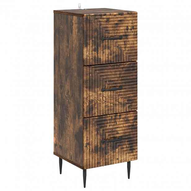 vidaXL Skříň se zásuvkami Kouřový dub 33 x 34,5 x 89,5 cm