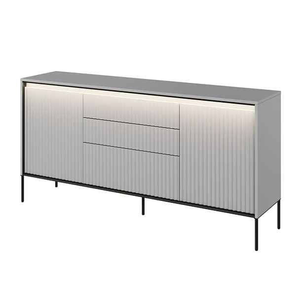 Casarredo Komoda 2D3S s LED IPOLIS - šedá