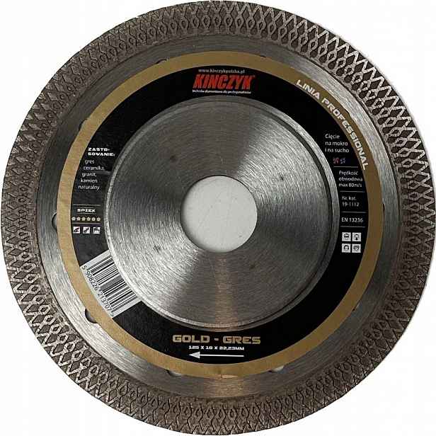 Diamantový kotouč 125x10x22,23 mm Kińczyk Gold granit gres kámen keramika