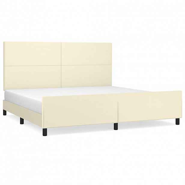 vidaXL Rám postele s čelem krémový 200x200 cm umělá kůže