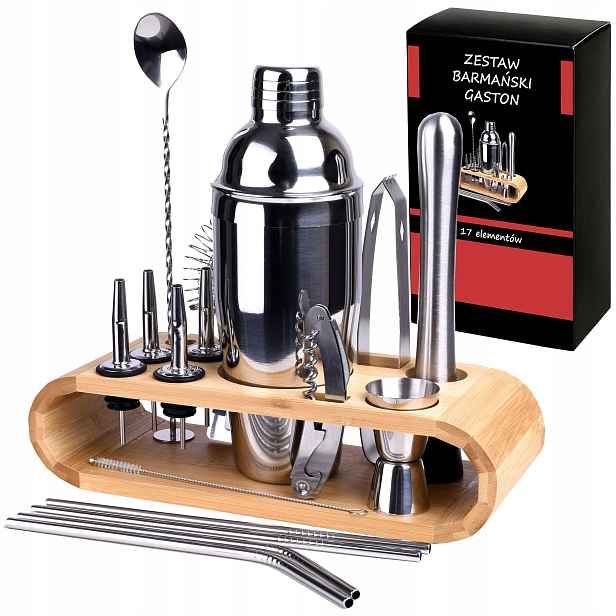 Barmanský Shakerový set Stojan Gaston 17 prvků