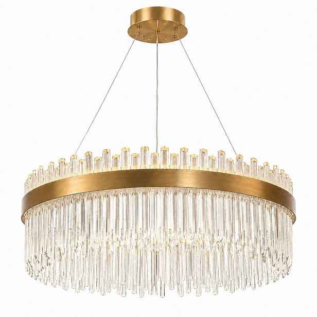 Lux Led křišťálový lustr kruh 50cm mosaz zlatá
