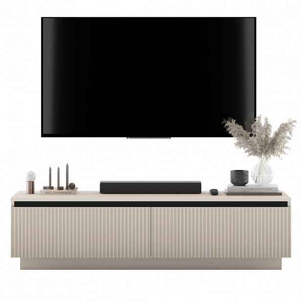 Meble Lindner TV-STOLEK Selene matný kašmír 140 cm na soklu