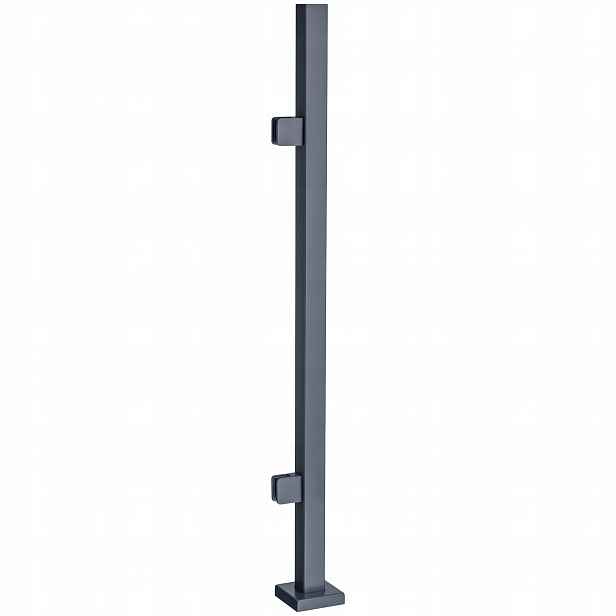 Startovací sloupek 100 cm pro skleněné zábradlí 40x40 Antracit 2 držáky Loft
