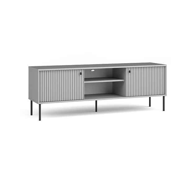 TV stolek se skříňkami a otevřenými policemi, drážkovaná čela Iris 08 156x41 cm