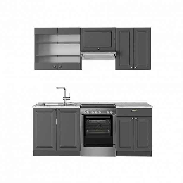 Vicco KUCHYŇSKÝ KOUT Fame-Line Anthrazit-Gold Landhaus 200 cm , PD Mramor
