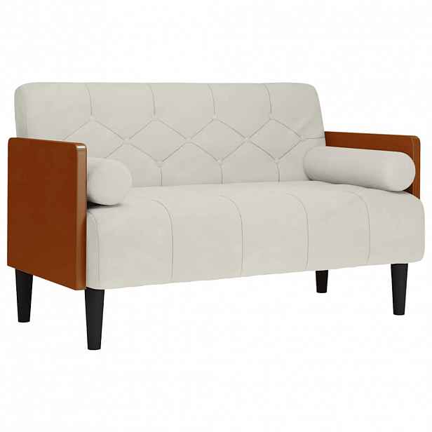 vidaXL Pohovka Loveseat s podhlavníkem, krémová, 110 cm, samet
