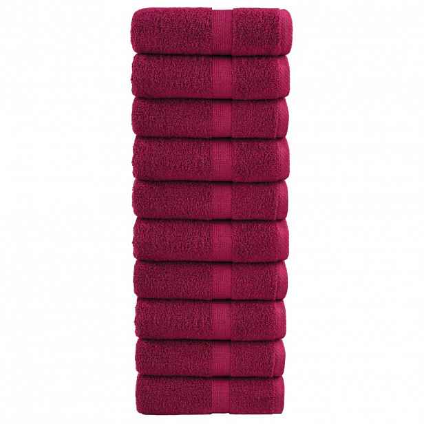 vidaXL Prémiové mycí utěrky SOLUND 10 ks bordó 30x30 cm 600 g/m²