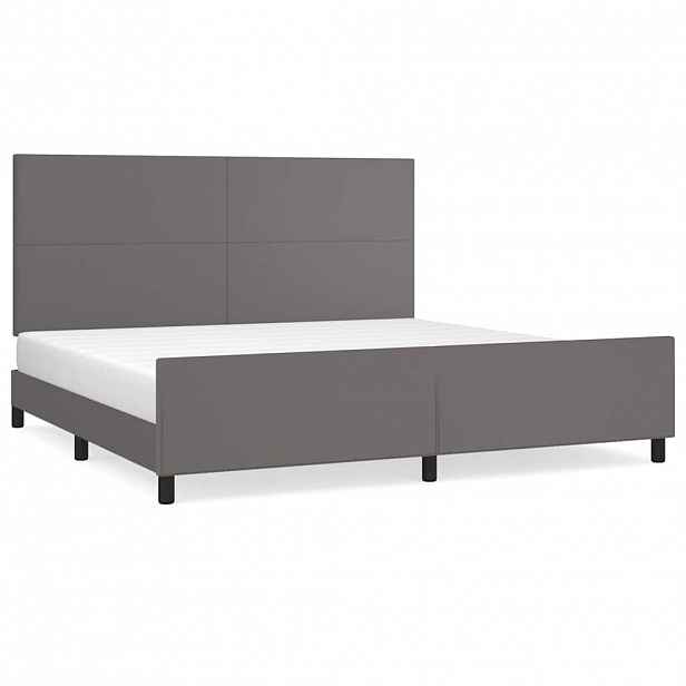 vidaXL Rám postele s čelem šedý 200x200 cm umělá kůže