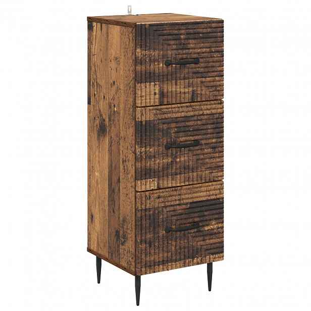 vidaXL Skříň se zásuvkami Staré dřevo 33 x 34,5 x 89,5 cm
