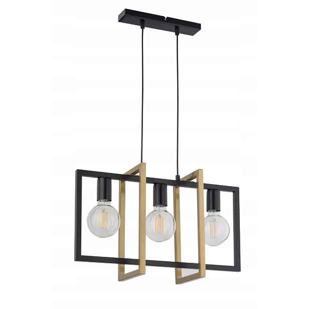 Dekorativní geometrická závěsná lampa loft černá zlatá trojitá Sigma