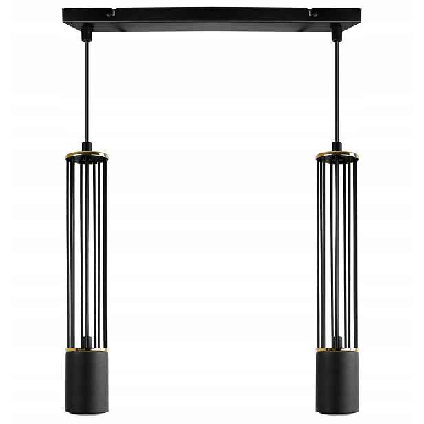Led Stropní Lampa Závěsná Tuba S Lištou Lustr Loft Černá Zlatá Glamour