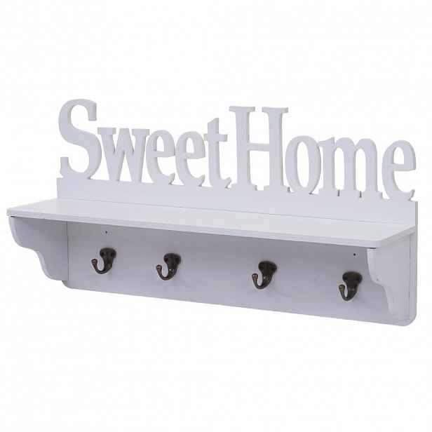 MCW NÁSTĚNNÁ SKŘÍŇ SWEET HOME 4 HÁČKY Čistě bílá