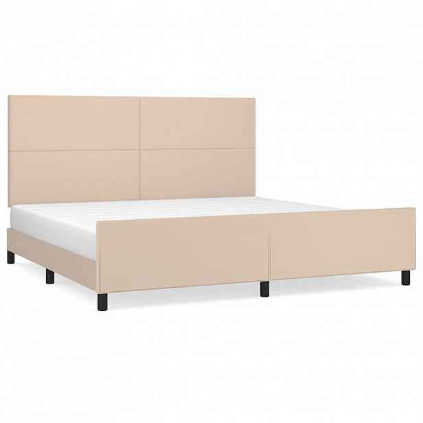 vidaXL Rám postele s čelem cappuccino 200x200 cm umělá kůže