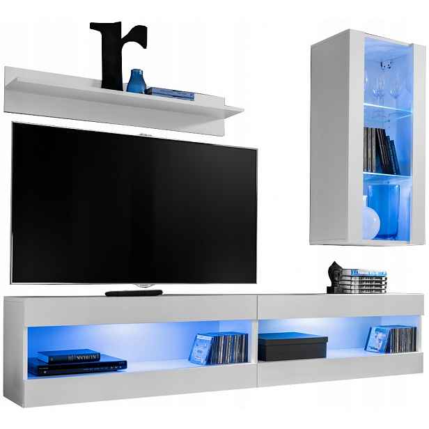 Sada nábytku Rtv Tivoli SET5 Bílá/Bílá, Modré Led