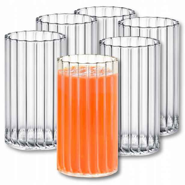 Sklenice s proužky 250 ml Wilmax na vodu, limonádový džus, 6 kusů