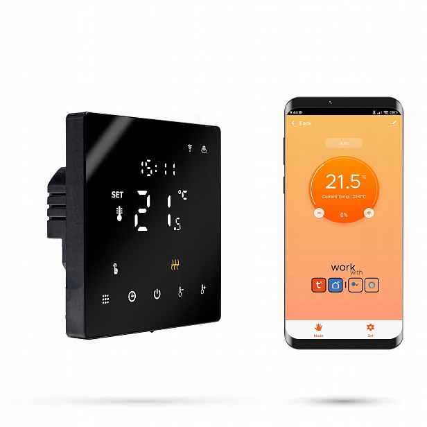 Termostatický regulátor Zigbee Tuya PRO3 Pokojový regulátor Černý