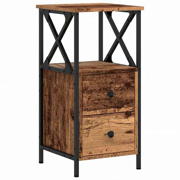 vidaXL Noční stolek old wood 34 x 35,5 x 70 cm kompozitní dřevo