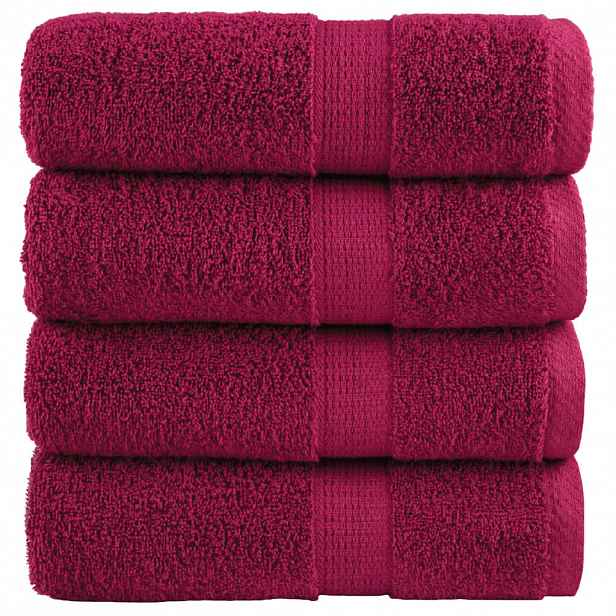 vidaXL Prémiové ručníky pro hosty SOLUND 4 ks bordó 30x50 cm 600 g/m²