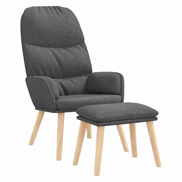 vidaXL Relaxační křeslo se stoličkou světle šedé textil