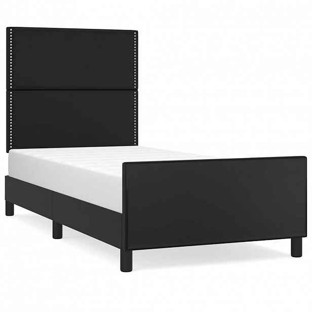 vidaXL Rám postele s čelem černý 90x190 cm umělá kůže