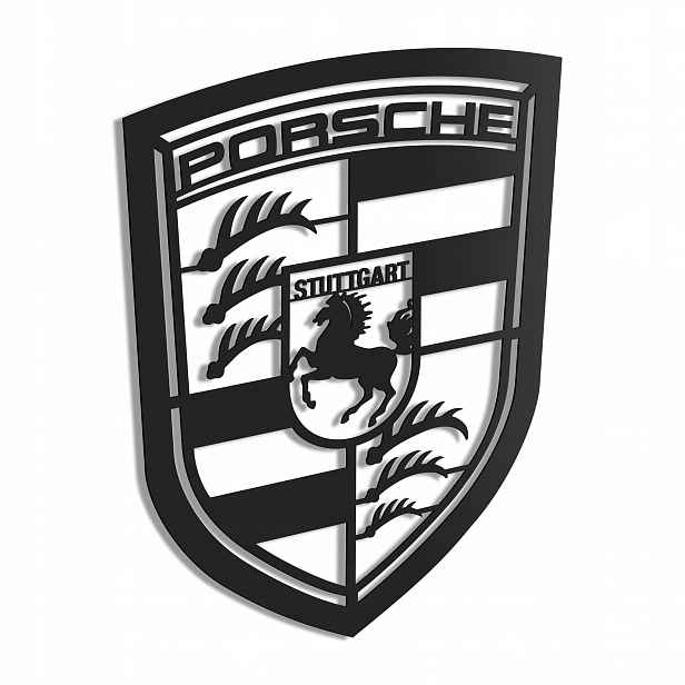 Dřevěný 3D obraz Logo Porshe Nástěnná Dekorace Dárek