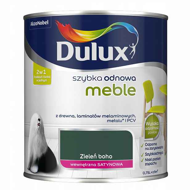Dulux barva na nábytek z Pvc laminátů rychlá obnova Zeleň Boho 0,75L