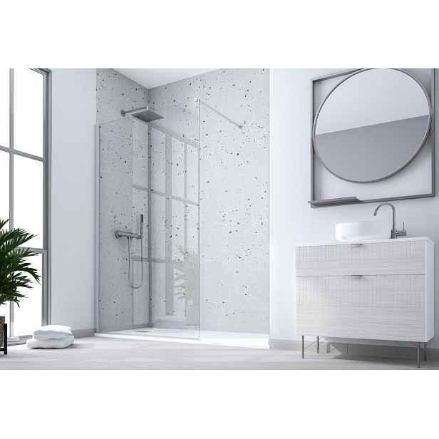 Forte DECO WALK-IN W1 — Barva rámu - Bílá, Rozměr A - 140, Výplň - Stampato C bezpečnostní sklo - 6 mm
