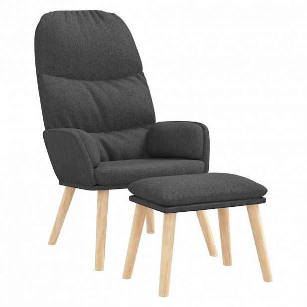 vidaXL Relaxační křeslo se stoličkou tmavě šedé textil
