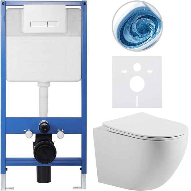 Kompletní WC set Profi/Cesso - bílá matná - WC tlačítko Slim/Bílá - předstěnová instalace - 49x36 cm - 8050BD97