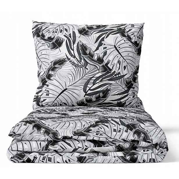 Sada povlečení 160x200 100% bavlna Květy Monstera Šedá