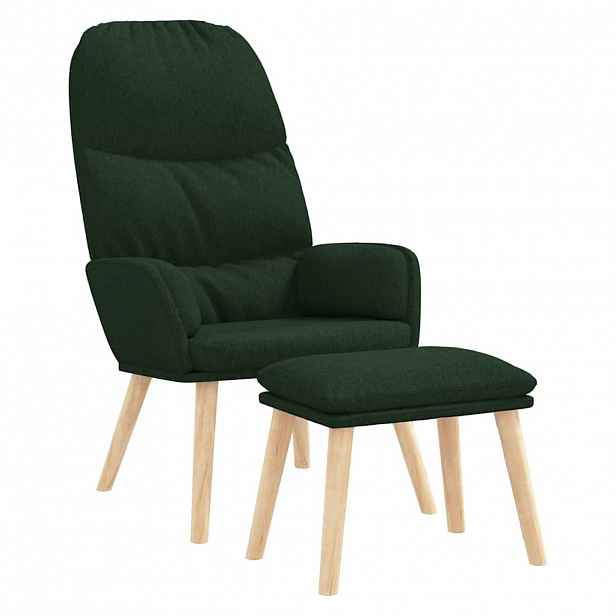 vidaXL Relaxační křeslo se stoličkou tmavě zelené textil
