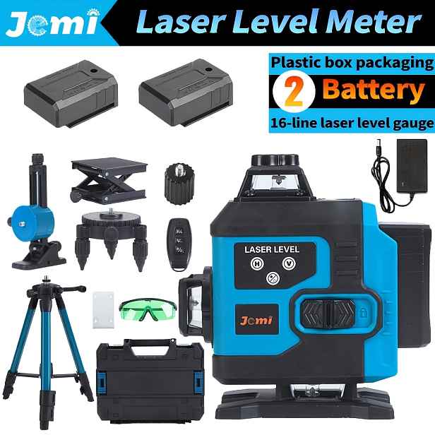 TEMU Jemi Tool 4D 8/16 linkový zelený laserový nivelátor, 360 stupňů samonivelační laserový nivelátor, dálkové ovládání, kompletní sada doplňků v