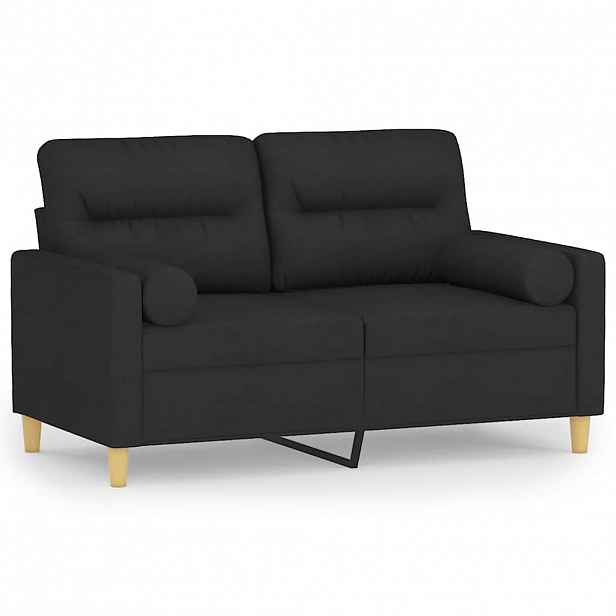 vidaXL 2místná pohovka s polštáři černá 120 cm textil
