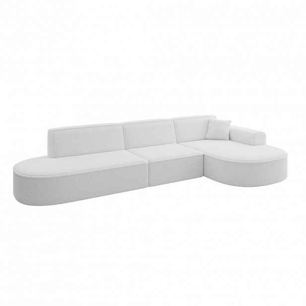 ALTDECOR ROHOVÁ SEDAČKA s otomanou vpravo MARI-L2 – 328 x 171 x 79 cm, bílá buklé