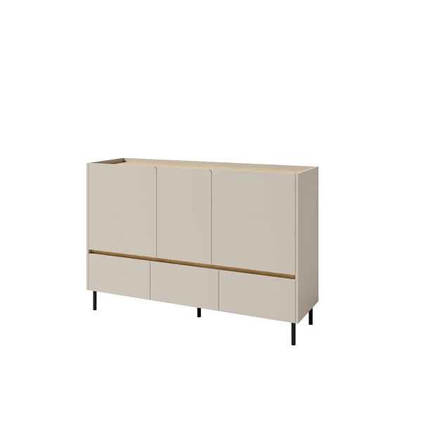 MASSENO KOMODA MURO, 150/105/40 cm se 3 zásuvkami a 3 dvířky, béžová