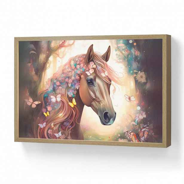 OnlyWow NÁSTĚNNÁ LAMPA S AKUMULÁTOREM Kůň - Příroda - Květiny - Motýli - Les 60x40 cm
