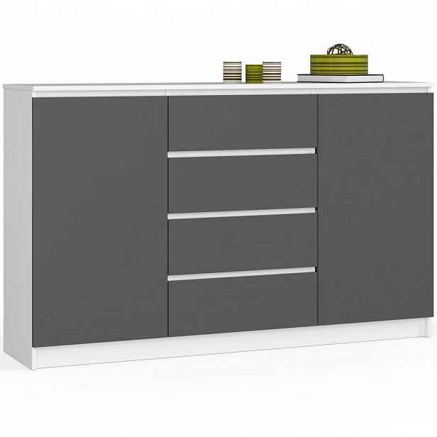 RAUMHIRSCH FURNITURE KOMODA bílá, grafitově šedá 99/160/40