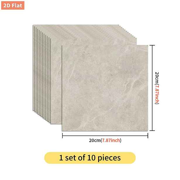 TEMU Samolepicí PVC podlahová vinylová dlaždice s imitací mramoru v krémovém světle béžovém provedení, 1 sada 10 ks 20X20 cm 30X30 cm, protiskluzová,