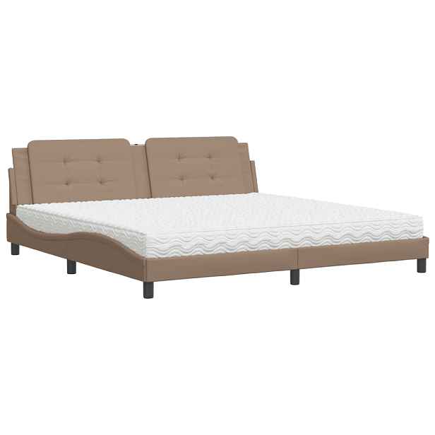vidaXL Postel s matrací Zadar cappuccino 200 x 200 cm umělá kůže