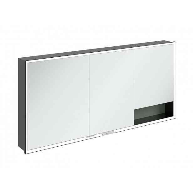 Villeroy & Boch My View+ - Zrcadlová skříňka s LED osvětlením 160x75x17 cm, 3 dvířka, Soft Green/matná černá B48216AF