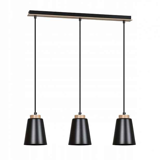 Závěsná lampa Bolero 3 Black skandinávská, dřevo, černá