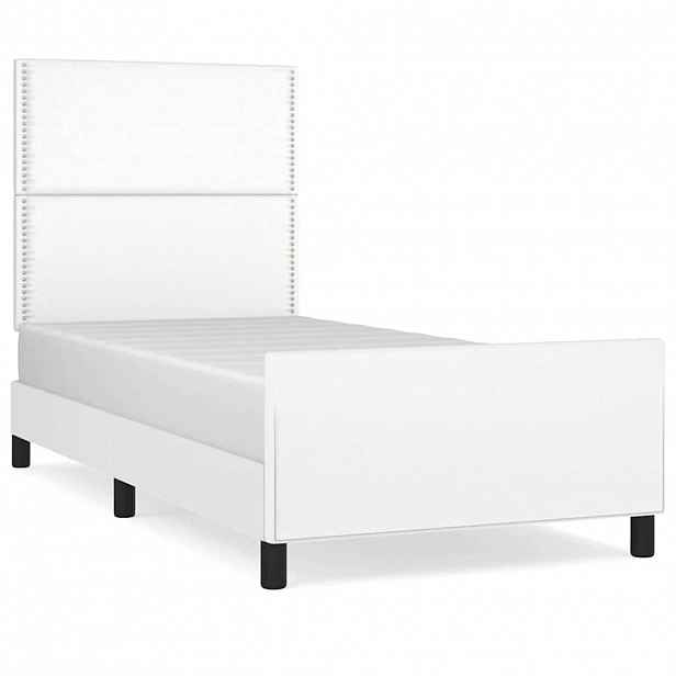 vidaXL Rám postele s čelem bílý 100x200 cm umělá kůže