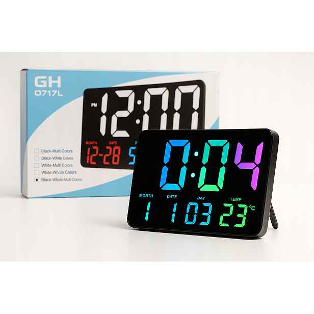 Digitální Led hodiny GH0717L nástěnné s dálkovým ovládáním datum, teplota Usb